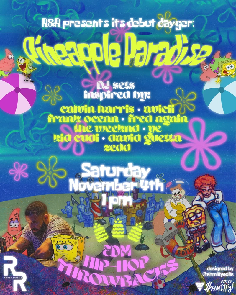 Bikini Bottom R&R — event flyer designed by Shmitty Media for RXR Productions