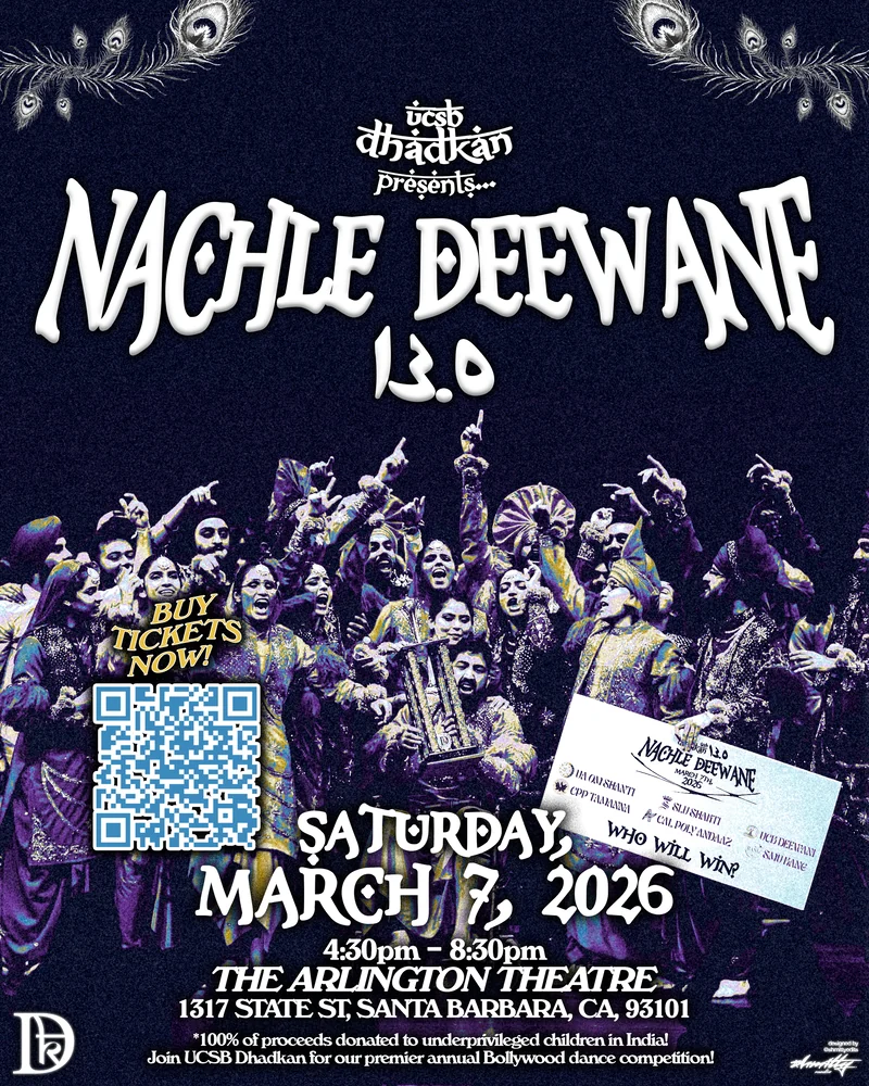 Nachle Deewane 2026 — event flyer designed by Shmitty Media for UCSB Dhadkan