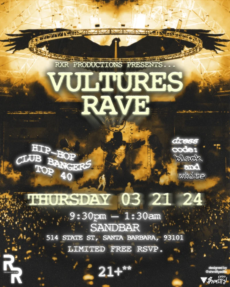 Vultures Rave RXR — event flyer designed by Shmitty Media for RXR Productions